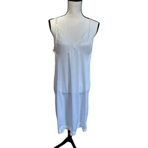 Vintage White Lace Slip Nightgown Lingerie Midi Dress Women’s Size M